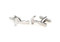 silver hammer cufflinks shown as a pair side angle view close up image