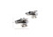 spinning propellor gunmetal helicopter cufflinks shown as a pair with size dimensions 14 mm by 22 mm close up image