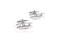 Twin blade helicopter cufflinks shown as a pair with size dimensions 11mm by 25mm close up image