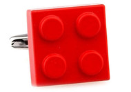 red lego build blocks cufflinks close up image