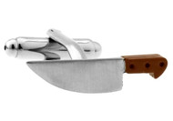 silver butcher knife cufflinks close up image