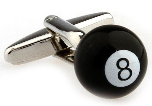 black ball cufflinks; 8 ball cufflinks close up image