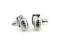 silver hand grenade cufflinks shown as a pair close up image