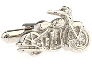 silver motorcycle cufflinks Harley Davidson style close up image