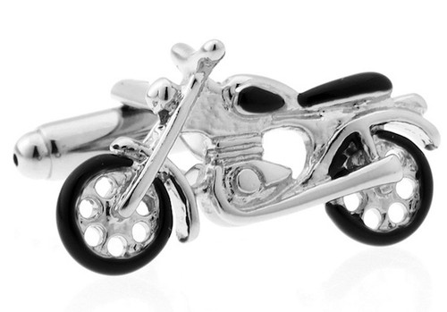 vintage style cafe racer motorcycle cufflinks close up image