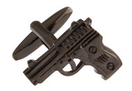 Gun metal black pistol cufflinks close up image