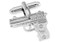 Silver pistol hand gun cufflinks close up image