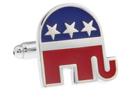 GOP Republican Elephant Cufflinks close up image