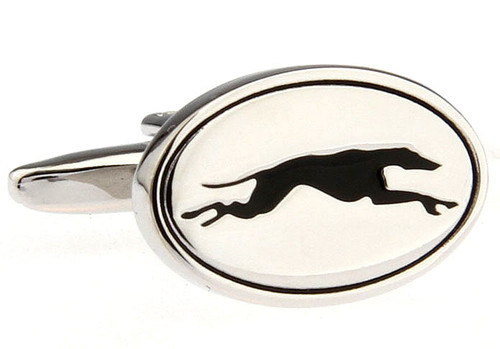 oval Greyhound cufflinks close up image