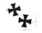 black iron cross cufflinks shown as a pair with size dimensions 18 mm by 18 mm close up image