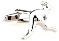 Silver Kangaroo cufflinks close up image