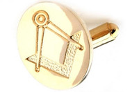 Round Gold Masonic Symbol cufflinks close up image