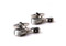 Vintage Style Microphone Cufflinks shown as a pair close up image