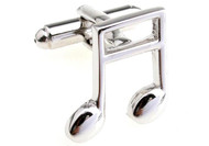 silver sixteenth note music notes cufflinks close up image