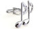 Silver music eighth note cufflinks close up image