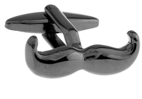 Black Mustache cufflinks close up image