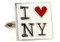 I Love NY cufflinks close up image
