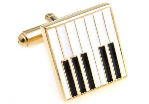 Gold Piano Keys cufflinks close up image