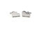 silver Grand Piano Cufflinks shown as a pair close up image