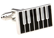 Piano Keys Cufflinks with inverted colors close up image