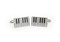 silver rectangle piano keys cufflinks shown as a pair side by side close up image