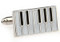piano key cufflinks rectangle shape with black & white keys on silver back ground color shown as single image close up