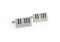silver rectangle piano keys cufflinks shown as a pair close up image