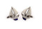 silver sailboat cufflinks shown as a pair close up image