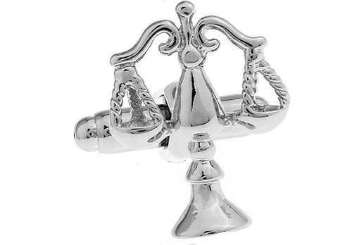silver scales of justice cufflinks close up image