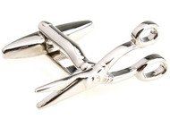 silver scissors cufflinks close up image