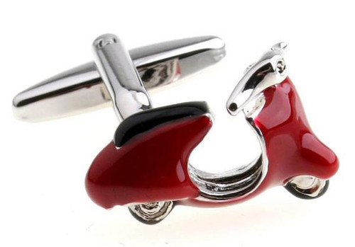 Red Scooter Cufflinks close up image