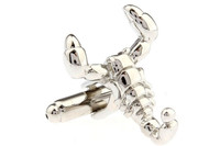 silver scorpion cufflinks close up image