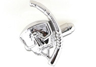 silver scuba mask & snorkel cufflinks close up image