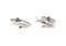 Great White Shark Cufflinks silver finish shown as a pair side view close up image