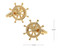 gold ship wheel cufflinks shown as a pair with size dimensions 20 mm by 20 mm close up image