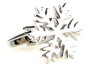 snowflake with smooth shiny silver finish modern design flat with angles