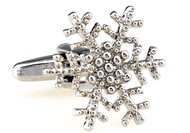 silver ball snowflake cufflinks close up image