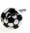 silver & black soccer ball cufflinks flat face design right side view close up image
