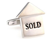 Silver Realtor Sold Sign Cufflinks close up image