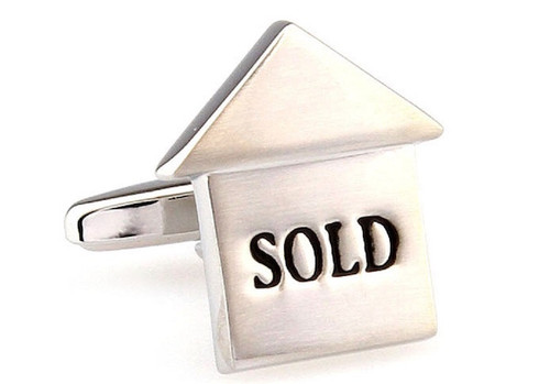 Silver Realtor Sold Sign Cufflinks close up image