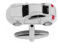white sports car cufflinks close up image