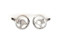silver momo steering wheel cufflinks shown as a pair close up image