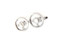 silver momo steering wheel cufflinks shown as a pair side by side view close up image