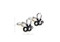 black stethoscope cufflinks shown as a pair with size dimensions 17 mm by 18 mm close up image