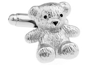Silver Teddy Bear cufflinks close up image