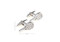 Silver Tennis Racquets cufflinks shown as a pair with size dimensions 12 mm by 22 mm close up image