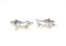 silver wiener dog cufflinks shown as a pair close up image