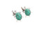 silver turtle cufflinks with bright green enamel inlay on the shell shown as a pair close up image