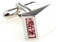 silver wedge with pink crystals cufflinks close up image