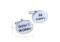 Dont worry be happy cufflinks shown as a pair with size dimensions 16 mm by 20 mm close up image
